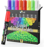 TFIVE Chalk Markers - 8 Color Chalk Pens and 24 Labels - Dry & Wet Erase, Reversible Tip, for Chalkboards, Signs, Windows, Blackboard, Glass, Mirrors, Liquid Chalk