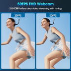 ToLuLu Streaming Webcam 2K 50FPS Web Cam, LED RGB Webcam with Microphone and Light, Autofocus Computer Camera with Cover and Tripod, Plug-Play USB Web cam for PC Desktop/MacBook Gaming Video Calling