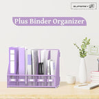 SUPEASY Desk Organizers Metal Desk Magazine File Holder with 5 Vertical Compartments Rack File Organizer for Office Desktop, Home Workspace, Purple Plus