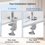 Suptek Ultrawide Monitor Arm Mount for 17 to 43 Inch Heavy Duty Curved Screen,Holds 28.6 lbs,Adjustable Gas Spring Monitor Arm Desk Mount Stand,75/100 Vesa Mount,Silver(MD71MS)