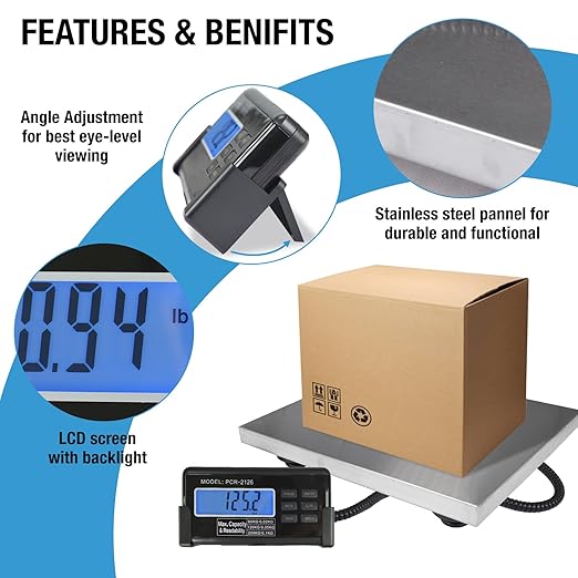 Large 440lbs Shipping Scale, 15"X 12" Platform Heavy Duty Stainless Steel Platform for Postal Industrial Floor Business Office Home Warehouse Package Luggage
