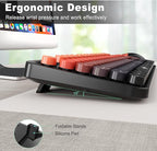 FOPETT Wireless Keyboard and Mouse Combo, 104 Keys Full-Sized 2.4 GHz Round Keycap Colorful Keyboards, USB Receiver Plug and Play, for Windows, Mac, PC, Laptop, Desktop (BlackOrange)