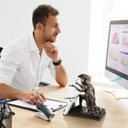 Spakon Knight Pen Holder with 2 Pens Resin Desk Organizers and Accessories Funny Executive Pen Stand Fancy Cool Office Gadgets Cool Desk Decorations for Men Home Supplies (Roman,Bronze)