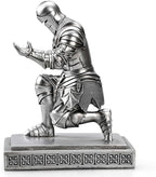 Medieval Armored Warrior Knight Pen Holder Desk Organizers and Accessories Resin Pencil Holder Paperweight as Gift with a Cool Letter Opener for Desk (Silver)