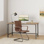 Heavy Duty Office Chair Reception Chairs Leather Conference Chairs Back Support Guest Chair, Set of 2 (Vintage Brown)