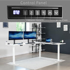 VIVO Electric Corner L-Shaped 84 x 63 in Standing Desk, Memory Height Adjustment, White Top White Frame, DESK-E3CTWW-84