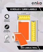 enKo [6 Rolls, 1800 Direct Thermal Labels] Orange Colored Compatible for Dymo 30256 Label (2-5/16 x 4") Use with Dymo, Rollo Thermal Printer as Shipping & Mailing Labels