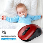 WisFox 2.4G Wireless Mouse for Laptop, Ergonomic Computer Mouse with USB Receiver and Type-C Adapter, 6 Button Cordless Mouse Wireless Mice for Windows Mac PC Notebook (Red)