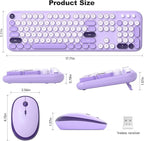 MOFII Wireless Keyboard and Mouse, Retro Typewriter Keyboard and Silent Mouse, 2.4GHz Full Size Keyboard and Mouse Wireless Combo for Laptop, PC, Desktop, Windows (Violet)