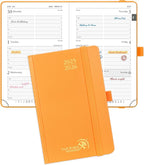 POPRUN Pocket Planner 2025-2026, (Purse Size 4''x 6.25'' Hard Cover) Academic Year Calendar Daily Weekly and Monthly (July 25-June 26) with Hourly Time Slots, 100 GSM Paper - Orange