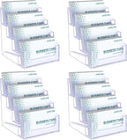 Uniclife 4 Pack Acrylic Business Card Holder for Desk 4 Slots Clear Business Card Display Stand for Men & Women Desktop Business Card Organizer Card Stand for Office Home Exhibition, 240 Card Capacity