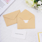 jiebor 100 Sets Small Kraft Envelopes with Small Blank Gift Business Card Wedding Invitation Pocket Envelopes for Graduations Wedding Shower Holiday 4.37 x 2.91 Inch Brown