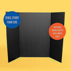 Flipside Products 36” x 48” Foam Project Boards for Presentations, Science Fair, School Projects, Event Displays and Trifold Picture Board - Total Black - 3 Pack