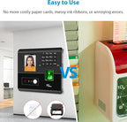 NGTeco APP-Based Time Clocks for Employees Small Business, 4-in-1 Time Clock with Face, Fingerprint, RFID, PIN, WiFi Clock in Machine for Employees with APP for iOS Android