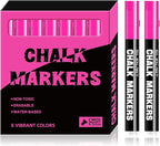 SILENART Chalk Markers Pink 8 Pack - Vibrant Chalkboard Marker for Blackboard Dry Erase Board Windows Glass Mirror Menu Board