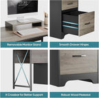 Bestier L Shaped Desk with 4 Drawers, 63" x 47" Executive Desk with Open Storage & Monitor Stand, Corner Desk with 2 File Drawers & Modesty Panel for Home Office, Gray