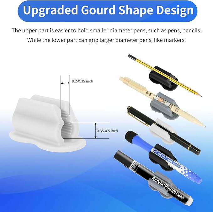 12PCS Pen Holder for Desk, Upgraded Adhesive Pen Pencil Holder for Desk Wall Clipboard Car Silicone Pens Markers Pencils Organizer Teacher Supplies Office Supplies (12PCS Multicolor)