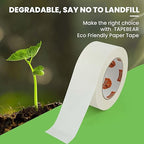 48Rolls Eco-Friendly Kraft Paper Tape 2Inch x 55Yard, White Paper Packing Tape, Biodegradable Recyclable Packaging Tape Self Adhesive Box Tape for Shipping, Sealing, Moving