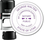 Round Notary Stamp for State of Utah- Self Inking Stamp - Top Brand Unit with Bottom Locking Cover for Longer Lasting Stamp - 5 Year Warranty