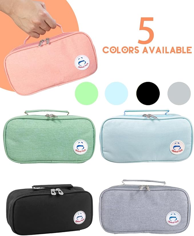 Pencil Case Pen Bag Holder Pouch Large Handle Big Capacity Desk Organizer Storage Marker Box Stationary Makeup Cosmetic Double Zippers for School Office Students Teen