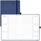 POPRUN Planner 2025-2026 (Medium 6.75''x 8.75''), Horizontal Weekly Notebook Jul.2025 - Jun.2026, Academic Appointment Book with Monthly Tabs, Leather Hardcover, Inner Pocket, 100 GSM - Navy Blue