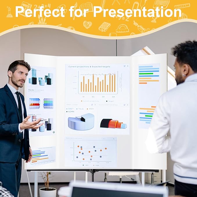 Trifold Poster Board 36"x48", White Extra Large Corrugated Display Board Foldable Board for School Projects, Science Fair, Business Presentations, Photo Displays, Graduation Exhibitions- 2 Pack