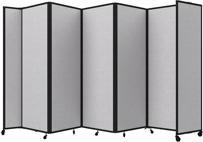 Versare Room Divider 360 Portable Wall Partition | Folding Panels | Large Freestanding Divider | Locking Wheels | Temporary Room Separator