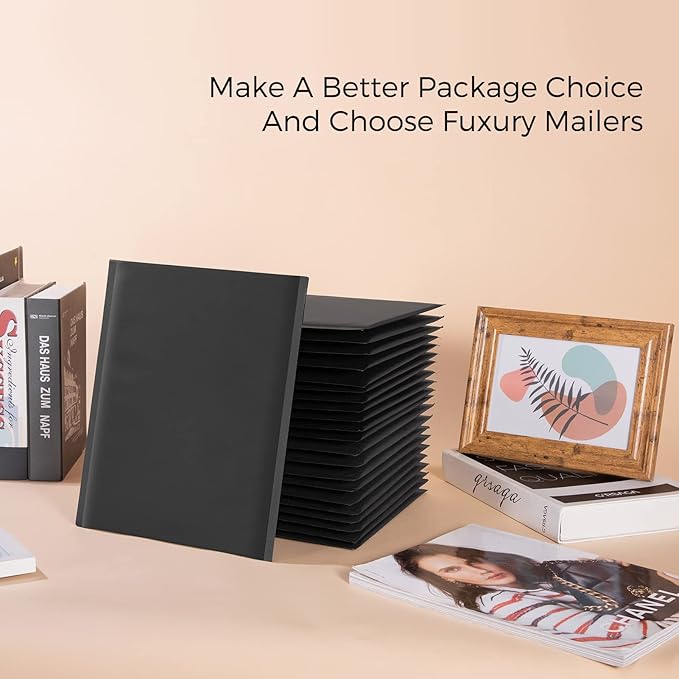 Fuxury Kraft Bubble Mailer 8.5x12 Inch 25 Pack，Strong Adhesion Padded Envelopes,Self Seal Bubble Envelopes, Waterproof Cushioned Padded Mailers Packaging for Small Business,Bulk Black