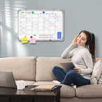 Large Dry Erase Calendar Whiteboard for Wall, Polegas 24" X 18" Magnetic White Board Calendar, Double Sided Whiteboard Calendars Dry Erase, Wall Hanging Monthly Board for Home School Office