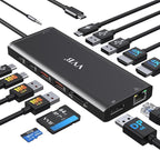 Docking Station Dual Monitor HDMI for Dell/Lenovo/HP Laptop Docking Station USB C Hub Multiport Adapter Dongle Dock USB C to 2 HDMI 4K+DisplayPort+Ethernet+4USB+2USB C+100W PD Charger+SD/TF+Audio