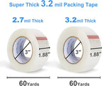 JARLINK Clear Packing Tape (12 Rolls), Heavy Duty Packaging Tape for Shipping Packaging Moving Sealing, 3.2mil Thick, 1.88 inches Wide, 60 Yards Per Roll, 720 Total Yards