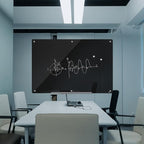 TOWON 6 x 4ft Glass Whiteboard Wall, Black Magnetic White Board Dry Erase 72 x 48 in, Big Glass Dry Erase Board with Multi-Color Markers, Strong Magnets, Pen Tray and Eraser, Frameless