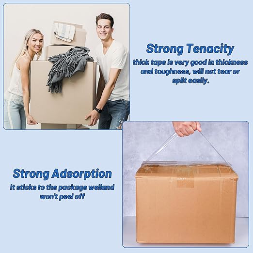 36 Rolls Clear Packaging Tape with Dispenser, 1.88" X 60 yd Shipping Tape Bulk, Total 2160 Yards, 2.7 mil, 3" Core, Heavy Duty Packing Tape Refills for Moving Boxes, Package, Mailing