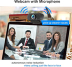 Webcam 1080p, Webcam for PC -with Microphone/Tripod/Privacy Cover, Computer Camera 110°Wide View, Plug and Play USB Web Camera for Desktop, PC Web-cam for Laptop Mac Zoom Conferencing Streaming