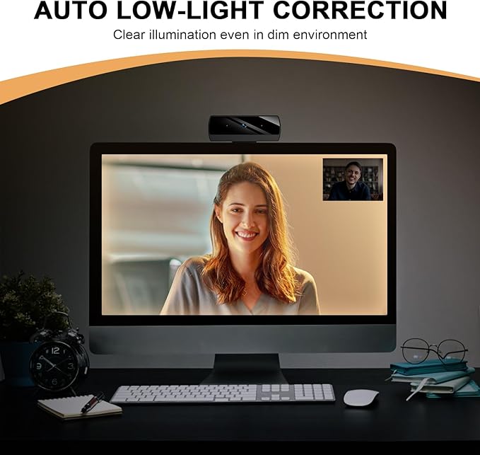 Webcam,Webcams for PC, Full HD 1080P Video Calling, HD Light Correction, Works with Skype, Zoom, FaceTime, Hangouts, PC/Mac/Laptop/MacBook/Tablet