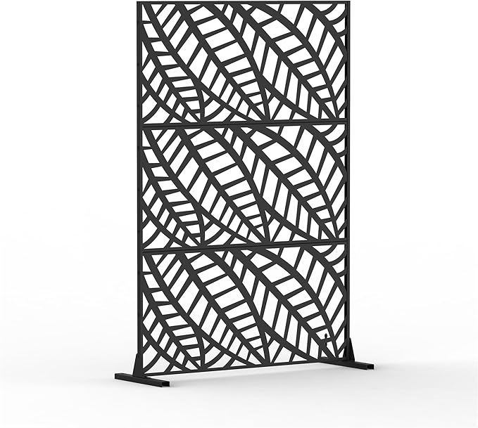 NicBex Room Divider 1 Panel Room Dividers with Leaf Pattern Design Partition Room Dividers and Metal Privacy Screens Wall Divider for Outdoor, Room Separation,48.31" W x 15.75" D x 70.75" H, Black
