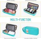 ECHSRT Big Pencil Case, Aesthetic Portable Zipper Pencil Bag with Hidden Pocket, Special Pouch for Men Women Adults, Stationery Organizer Pen Cases for Office Travel, Teal