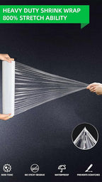 Stretch Wrap Roll - Heavy Duty Industrial Strength 18inch 1500ft,Clear Cling Shrink Wrap Film Roll 80 Gauge - Ideal for Furniture, Moving, Shipping, and Pallet Packing(Clear-4Pack)