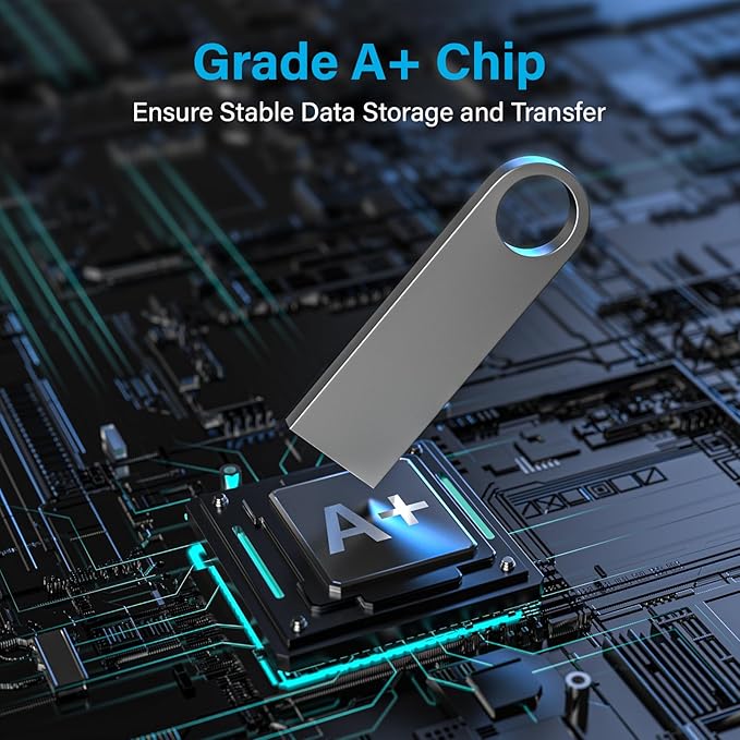 ABLAZE 1GB Flash Drive 20 Pack, Metal USB 2.0 Thumb Drives with Keychains USB Sticks Pendrives (Sliver)