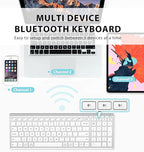 iClever BK10 Bluetooth Keyboard, Universal Bluetooth 5.1 Wireless Keyboard with Number Pad, Ergonomic Design, Multi-Device Compatibility, Stable Connection for Mac, iPad, iPhone, Android, Windows