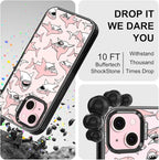 MOSNOVO Case for iPhone 15 Plus, [10ft 4X Military-Grade Drop Protection] Durable & Shockproof Phone Case Cover Design for iPhone 15 Plus / 14 Plus - Pink Sharks - Clear Black