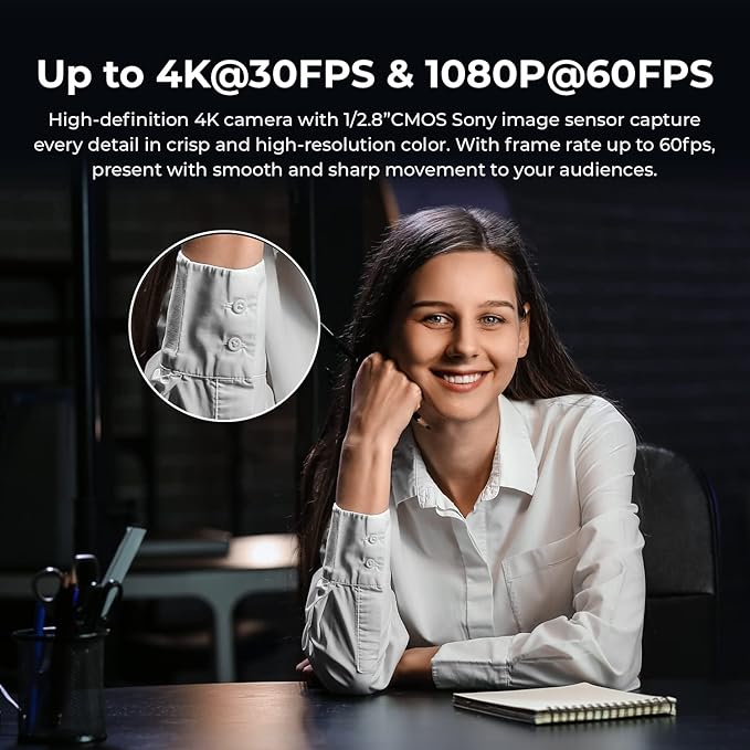 OBSBOT Meet AI-Powered 4K Webcam, AI Framing & Autofocus, Webcam with Microphone, Background Bokeh, 60 FPS, HDR Low-Light Correction, Beauty Mode, Webcam for PC, Streaming, Conference, Gaming, etc.