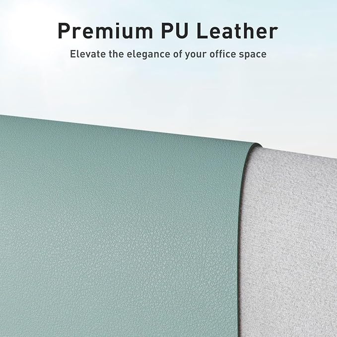 Aothia Leather Desk Pad Protector, Mouse Pad, Office Desk Mat, Non-Slip PU Leather Desk Blotter, Laptop Desk Pad, Waterproof Desk Writing Pad for Office and Home (23.6" x 13.7", Light Blue)