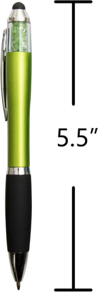 MiSiBao Stylus Pens for Touch Screens, Medium Point Pens with Crystals for Women and Kids Black Ink Pen with Stylus Ballpoint Pens with Comfort Grip for The Ipad (Style-5 Count+3 Refills)