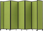Versare Room Divider 360 Portable Wall Partition | Folding Panels | Large Freestanding Divider | Locking Wheels | Temporary Room Separator | 14' x 7'6'', Lime Green