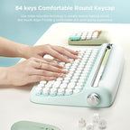 YUNZII ACTTO B303 Wireless Typewriter Keyboard, Bluetooth Connection, Cute Retro Aesthetic Design with Integrated Stand for Tablet, Phone, PC and Win/Mac/Android (B303, Sweet Mint)