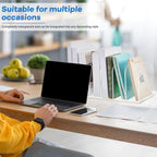 Suzile Clear Acrylic Magazine File Holder with Vertical Compartments Desk Organizer Book Rack for Desk Sorter Paper Folder Office Accessories(Clear,16.1 x 7.2 x 6.5 Inch)