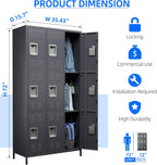 Metal Lockers for Employees with Lock,9 Doors Metal Storage Locker with 18 Hooks,Steel Storage Locker for School Office Gym Bedroom,Assembly Required (9 Door-Dark Grey)