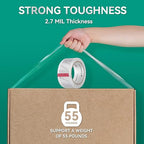 FugaCity Clear Packing Tape Refills (12 Rolls),Heavy Duty Packaging Tape for Moving Sealing, Moving Supplies Shipping Tape,2.7 Mil Thick, 2 in Wide,65 Yards Per Roll,Total 780 Yards