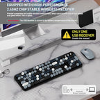 FOPETT 2.4GHz Wireless Keyboard and Mouse Set with Switch Button - Full-Size Keyboard - Compatible for Windows/Laptop/PC/Notebook/Smart TV and More - Grey Colorful